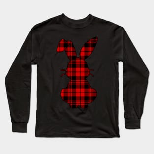 Red Plaid Bunny Rabbit Funny Easter Costume Long Sleeve T-Shirt